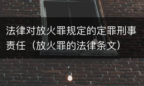 法律对放火罪规定的定罪刑事责任（放火罪的法律条文）