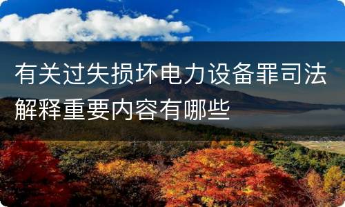 有关过失损坏电力设备罪司法解释重要内容有哪些