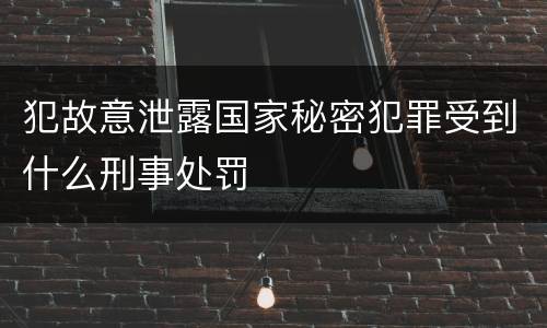 犯故意泄露国家秘密犯罪受到什么刑事处罚