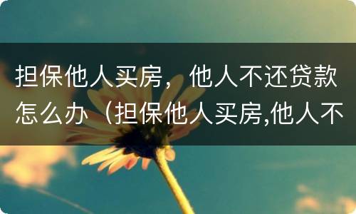 担保他人买房，他人不还贷款怎么办（担保他人买房,他人不还贷款怎么办呢）