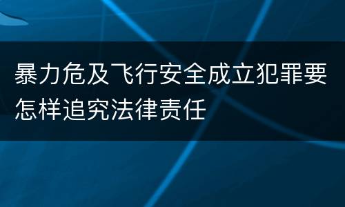 暴力危及飞行安全成立犯罪要怎样追究法律责任