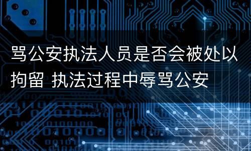 骂公安执法人员是否会被处以拘留 执法过程中辱骂公安