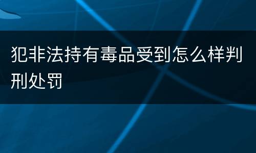 犯非法持有毒品受到怎么样判刑处罚