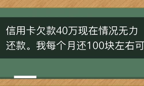 信用卡欠款40万现在情况无力还款。我每个月还100块左右可以吗