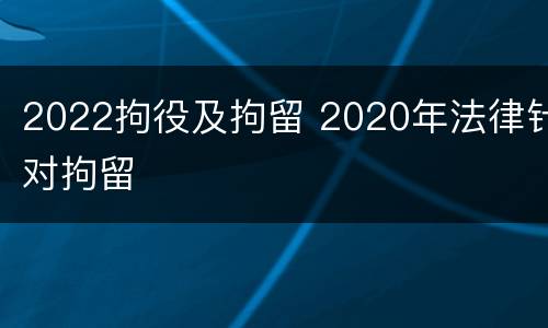 2022拘役及拘留 2020年法律针对拘留