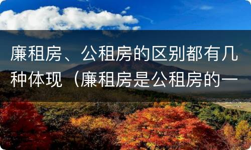 廉租房、公租房的区别都有几种体现（廉租房是公租房的一种吗?）