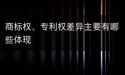 商标权、专利权差异主要有哪些体现