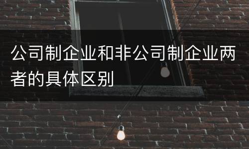 公司制企业和非公司制企业两者的具体区别