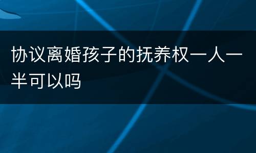 协议离婚孩子的抚养权一人一半可以吗