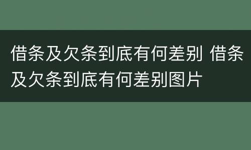 借条及欠条到底有何差别 借条及欠条到底有何差别图片