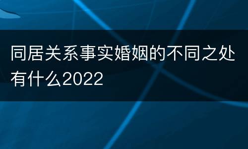 同居关系事实婚姻的不同之处有什么2022