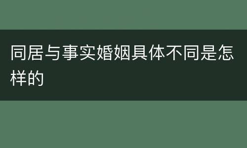 同居与事实婚姻具体不同是怎样的