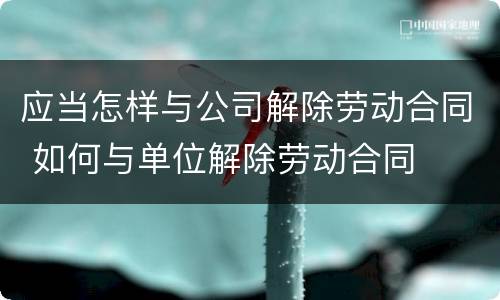 应当怎样与公司解除劳动合同 如何与单位解除劳动合同