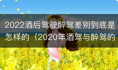 2022酒后驾驶醉驾差别到底是怎样的（2020年酒驾与醉驾的判定标准）