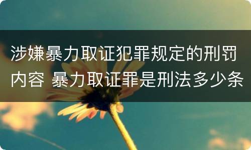 涉嫌暴力取证犯罪规定的刑罚内容 暴力取证罪是刑法多少条