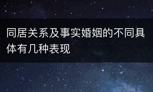 同居关系及事实婚姻的不同具体有几种表现