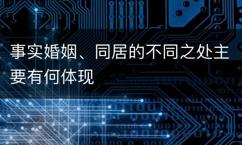 事实婚姻、同居的不同之处主要有何体现