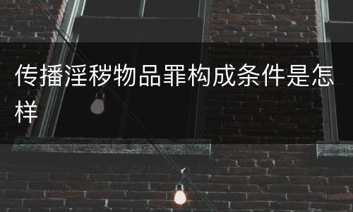 传播淫秽物品罪构成条件是怎样