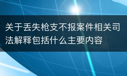 关于丢失枪支不报案件相关司法解释包括什么主要内容