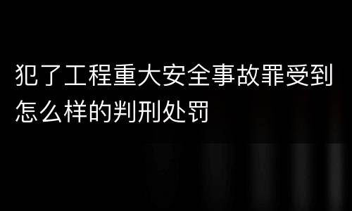 犯了工程重大安全事故罪受到怎么样的判刑处罚