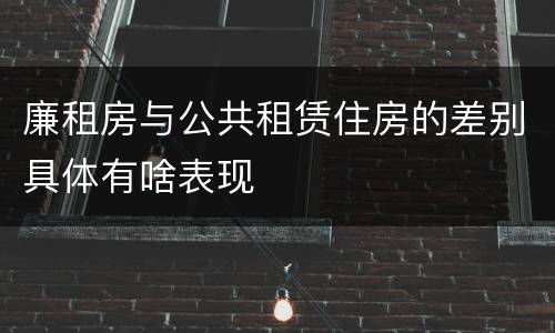 廉租房与公共租赁住房的差别具体有啥表现