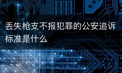 丢失枪支不报犯罪的公安追诉标准是什么