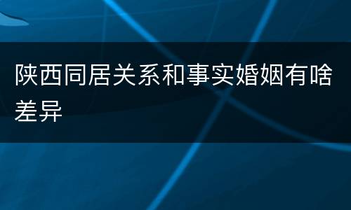 陕西同居关系和事实婚姻有啥差异