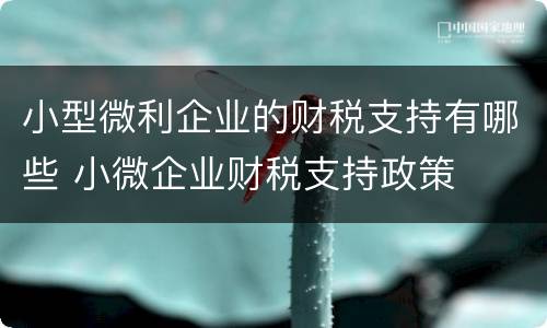 小型微利企业的财税支持有哪些 小微企业财税支持政策