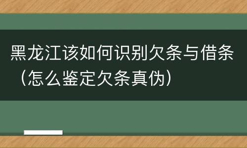 黑龙江该如何识别欠条与借条（怎么鉴定欠条真伪）