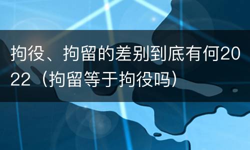 拘役、拘留的差别到底有何2022（拘留等于拘役吗）