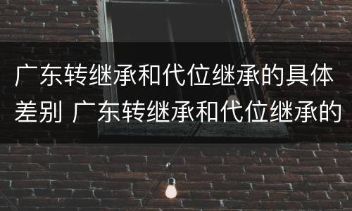 广东转继承和代位继承的具体差别 广东转继承和代位继承的具体差别有哪些