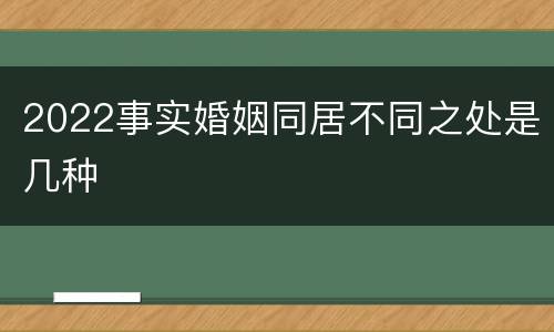 2022事实婚姻同居不同之处是几种