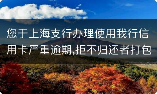 您于上海支行办理使用我行信用卡严重逾期,拒不归还者打包诉讼,如您有意愿归还欠款