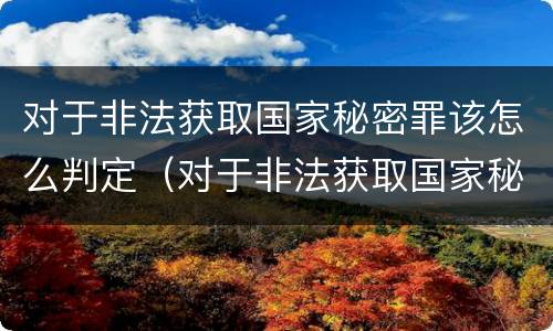 对于非法获取国家秘密罪该怎么判定（对于非法获取国家秘密罪该怎么判定呢）