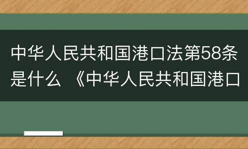 中华人民共和国港口法第58条是什么 《中华人民共和国港口法》