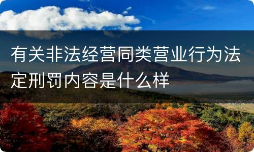 有关非法经营同类营业行为法定刑罚内容是什么样