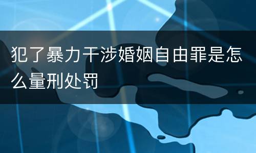 犯了暴力干涉婚姻自由罪是怎么量刑处罚