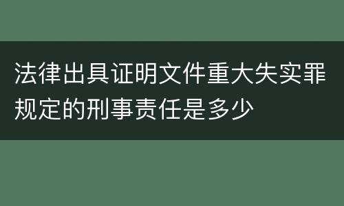 法律出具证明文件重大失实罪规定的刑事责任是多少