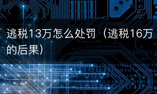 逃税13万怎么处罚（逃税16万的后果）