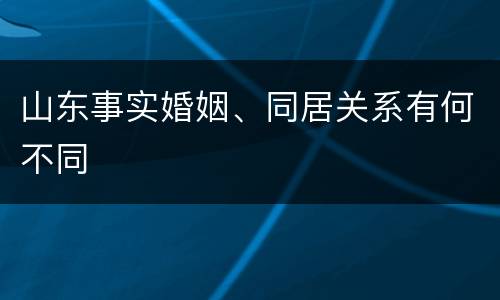 山东事实婚姻、同居关系有何不同