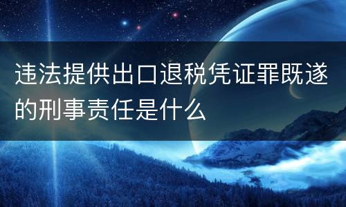 违法提供出口退税凭证罪既遂的刑事责任是什么