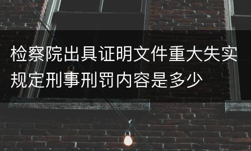 检察院出具证明文件重大失实规定刑事刑罚内容是多少