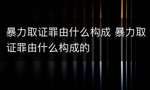 暴力取证罪由什么构成 暴力取证罪由什么构成的