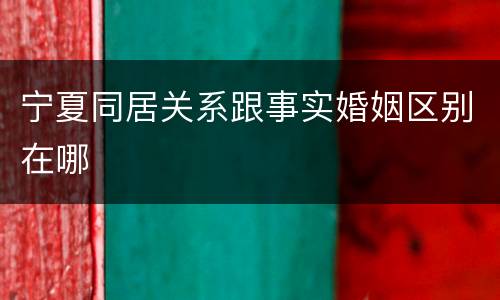 宁夏同居关系跟事实婚姻区别在哪