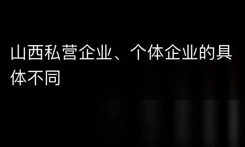 山西私营企业、个体企业的具体不同