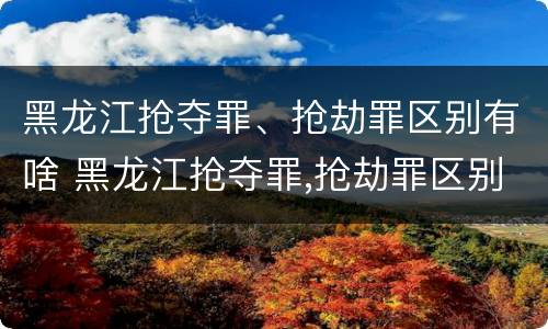 黑龙江抢夺罪、抢劫罪区别有啥 黑龙江抢夺罪,抢劫罪区别有啥不同