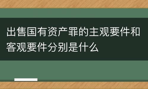 出售国有资产罪的主观要件和客观要件分别是什么