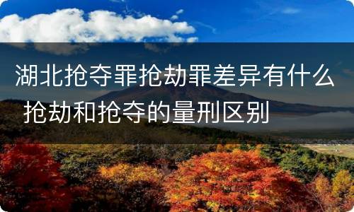 湖北抢夺罪抢劫罪差异有什么 抢劫和抢夺的量刑区别