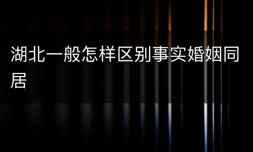 湖北一般怎样区别事实婚姻同居