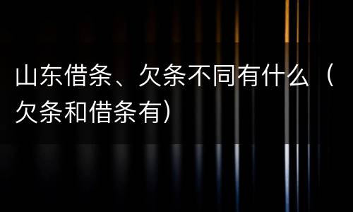 山东借条、欠条不同有什么（欠条和借条有）